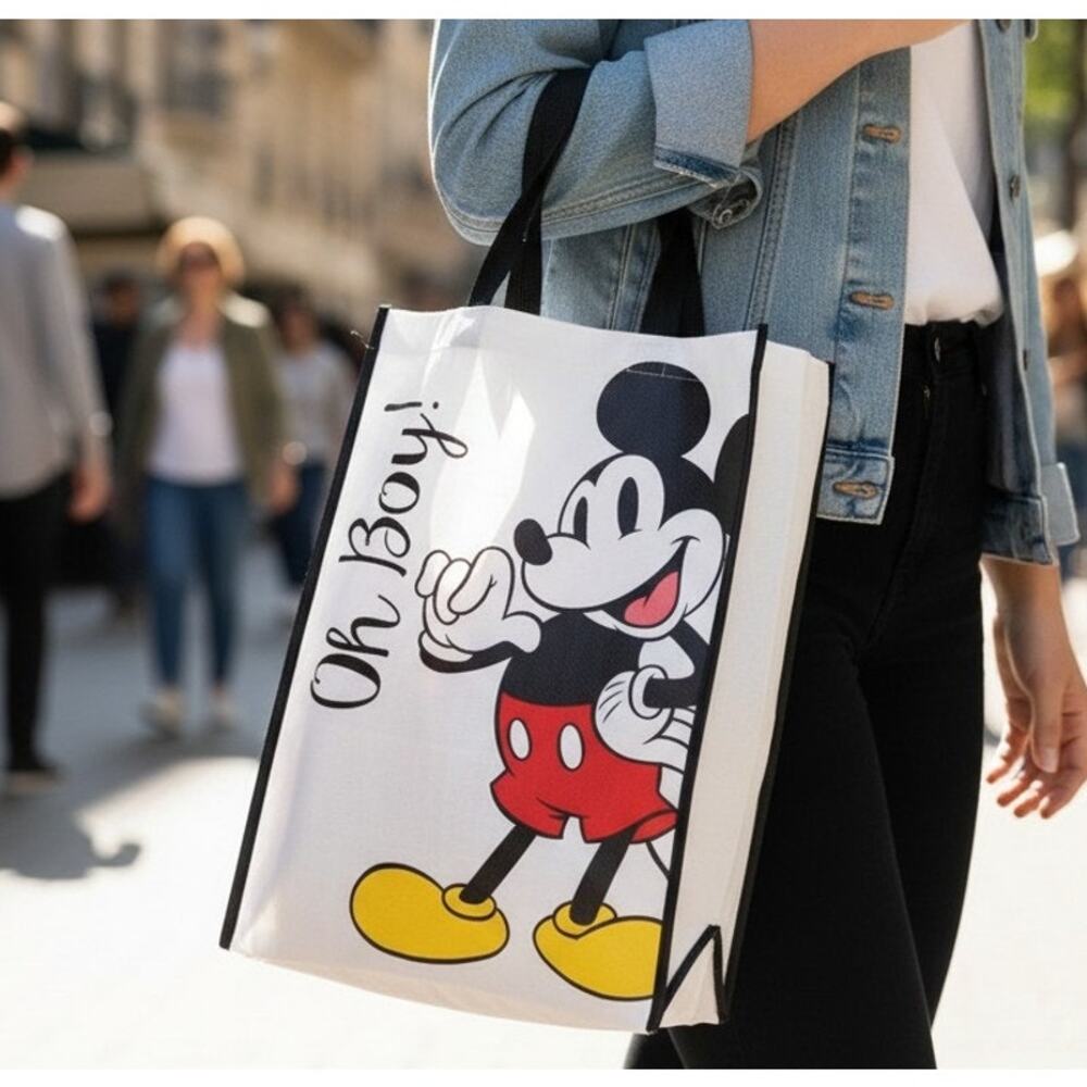 Disney Oh Boy Mickey Mouse Tote Bags 2pc Reusable Grocery Travel Eco